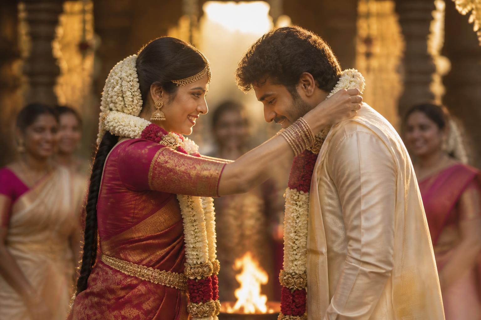 Wedding photographer capturing couple at golden hour